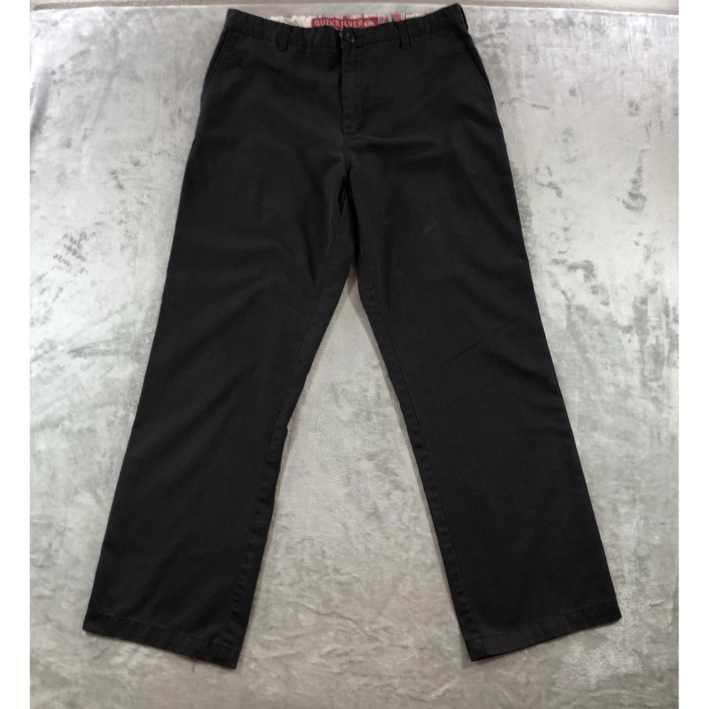 Vintage Quiksilver Pants Mens 34x28 Black Chino Straight Leg Surf Y2K Casual